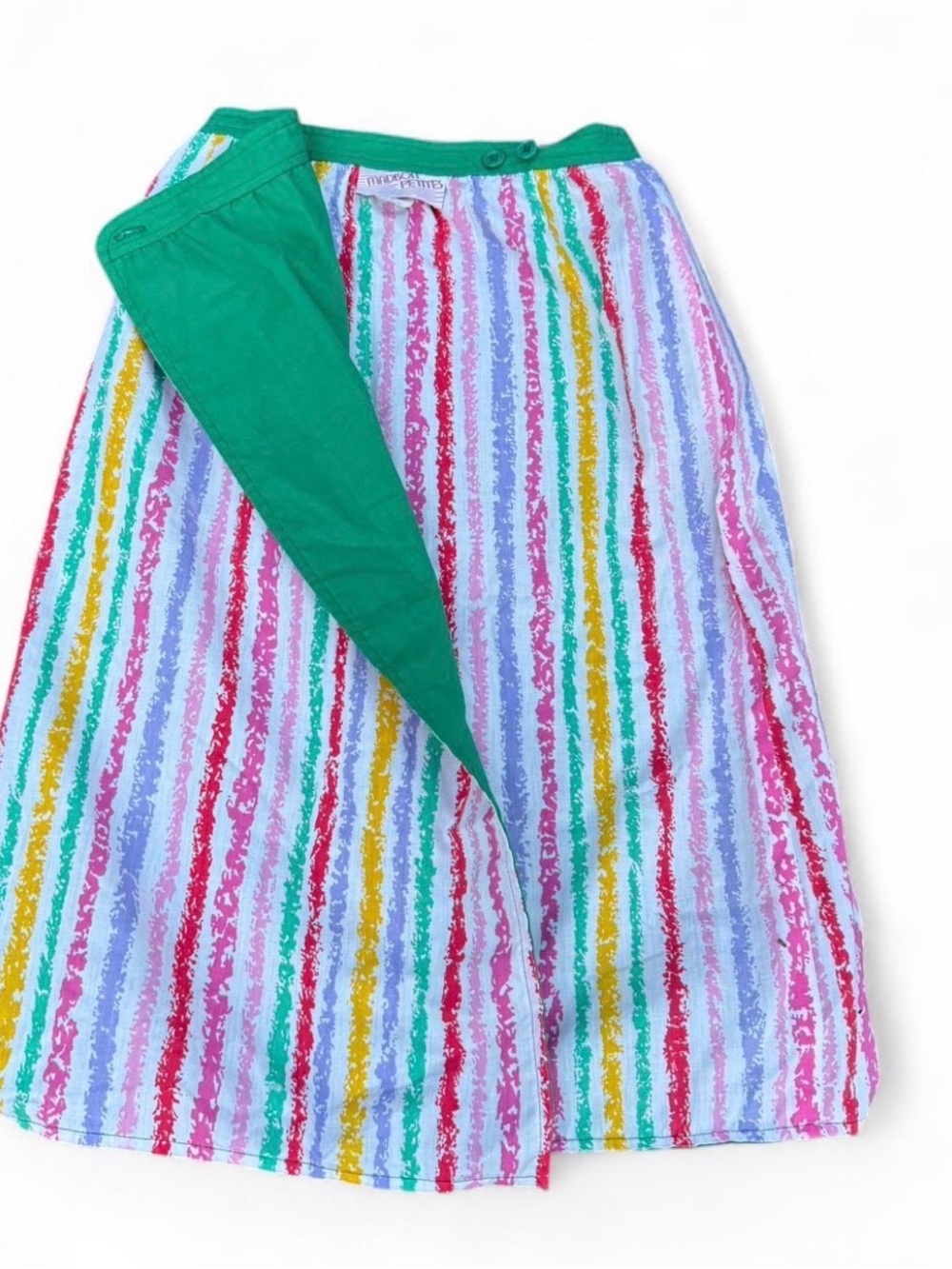 Vintage 80’s rainbow candy stripe brushstroke reversible skirt bright crayon